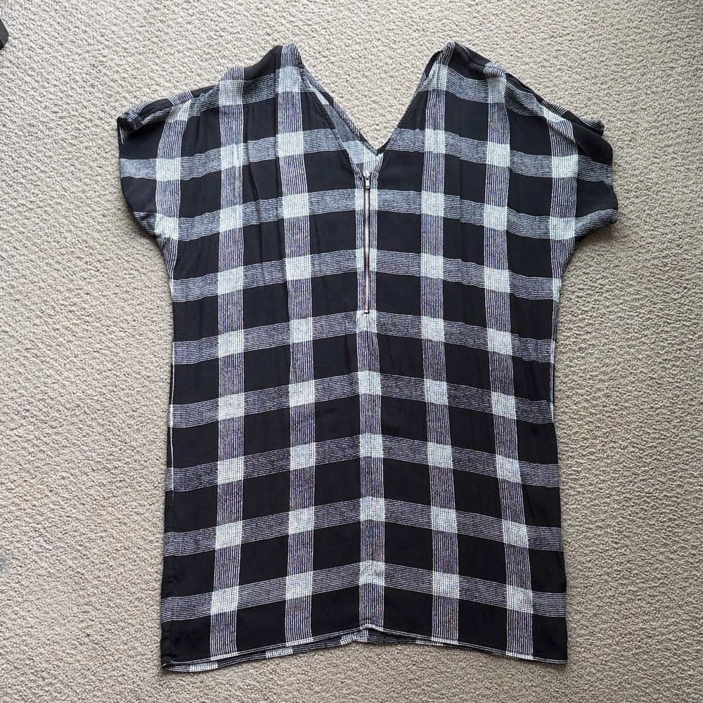 Madewell Black & White Plaid V-Neck Dress – Women’s Medium
